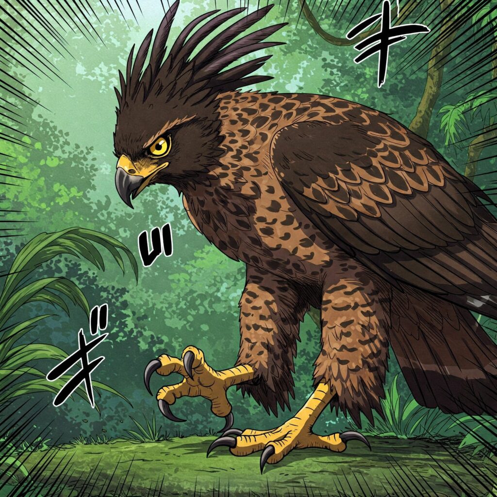 漫画風のカンムリワシ