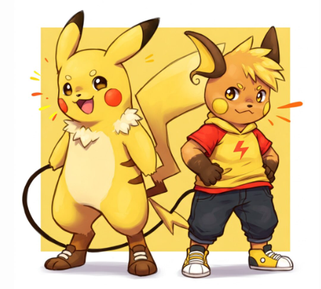 ピカチュウとライチュウに似せたイメージ画像