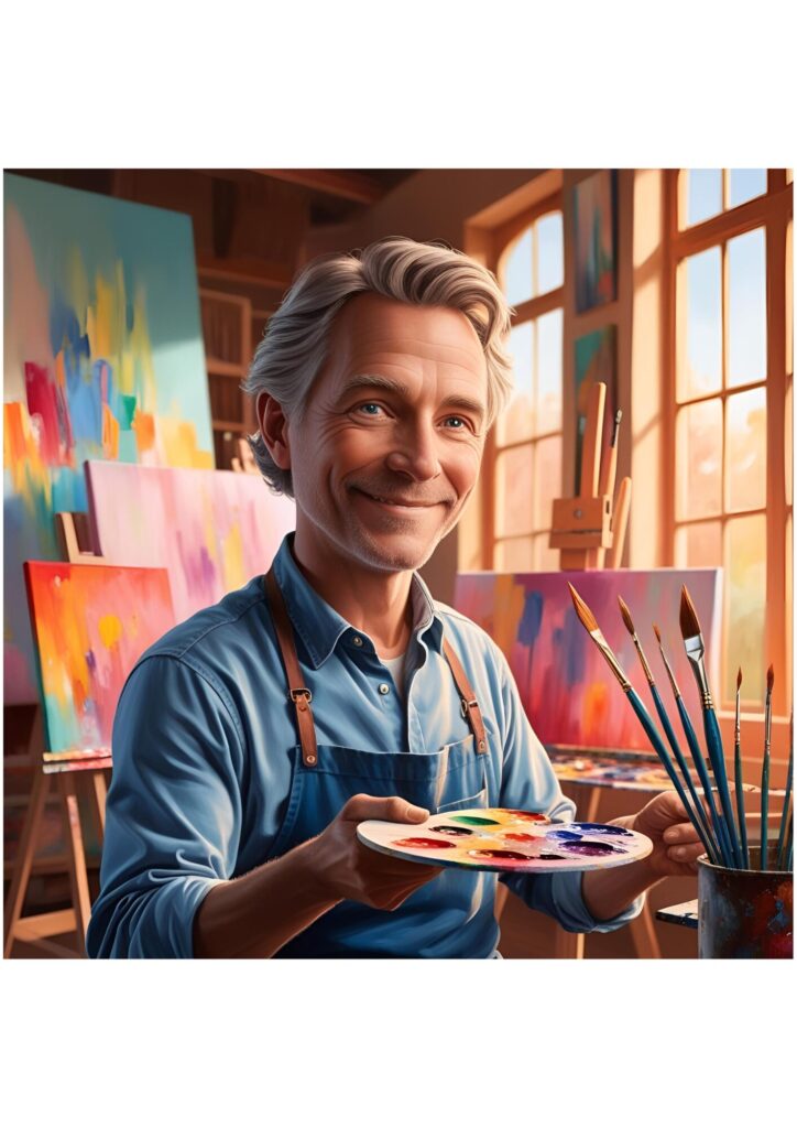 絵を描く男性