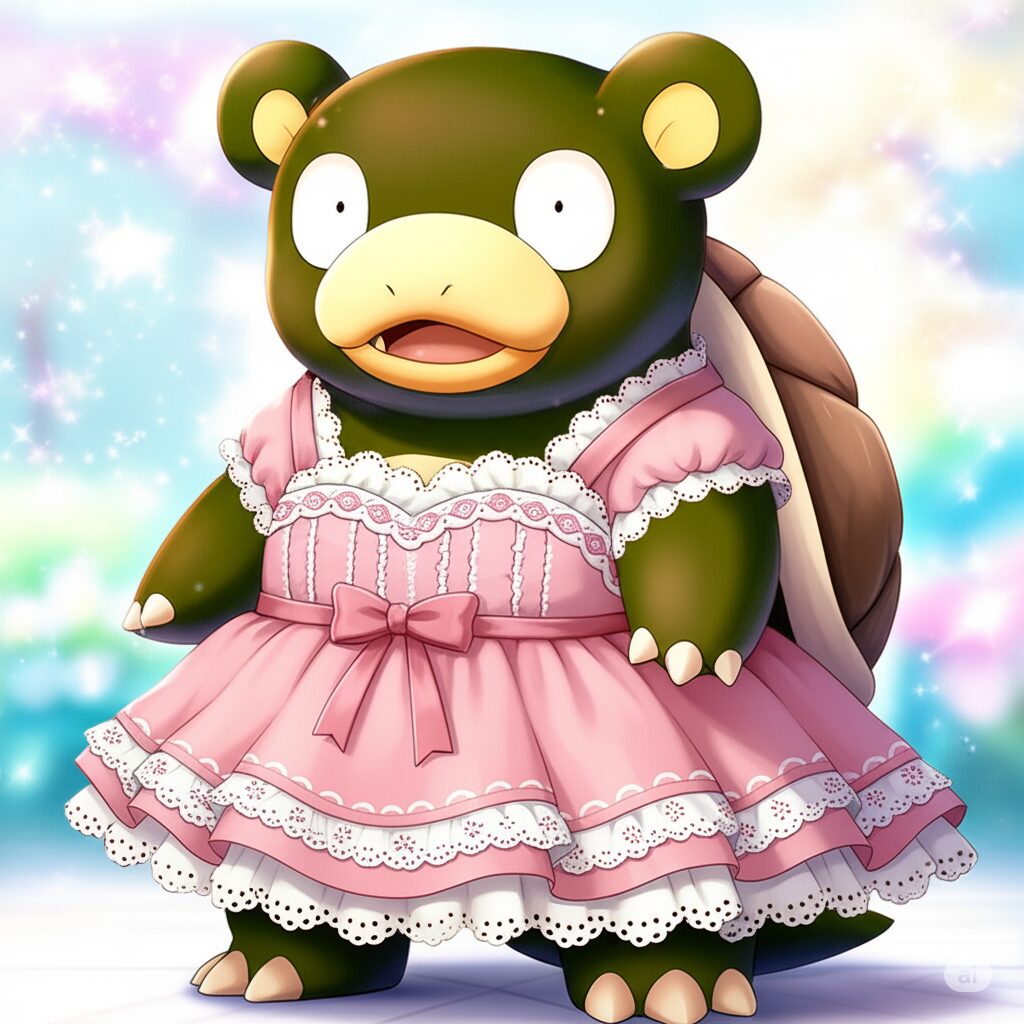 偽物のピンク色のドレスを着たヤドラン画像