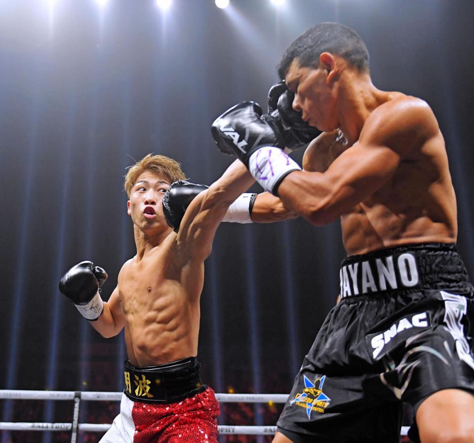 井上尚弥の偽物とメイウェザー選手の偽物の戦闘シーン