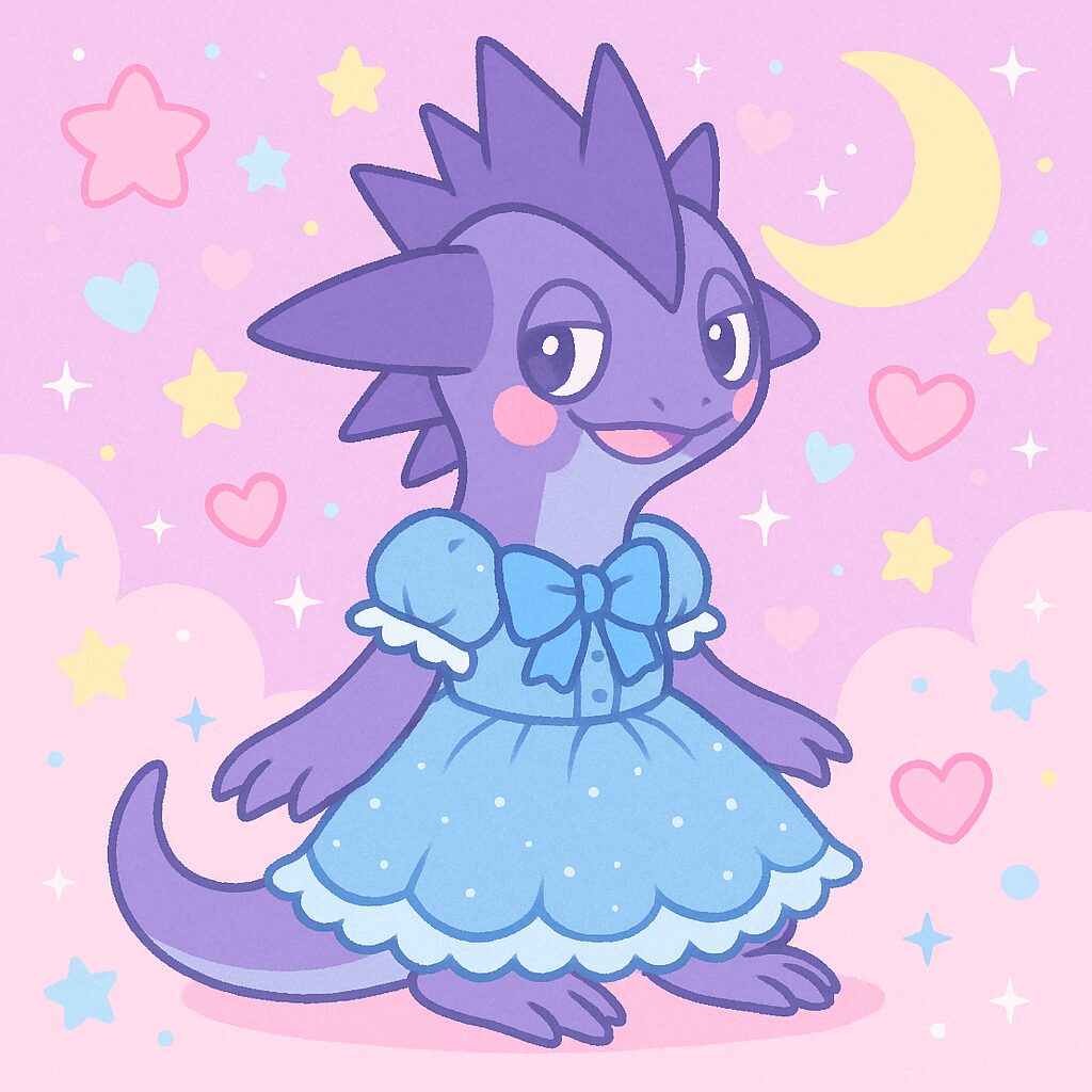 ストリンダーローが夢かわいい青色のドレスを着ているイメージ画像