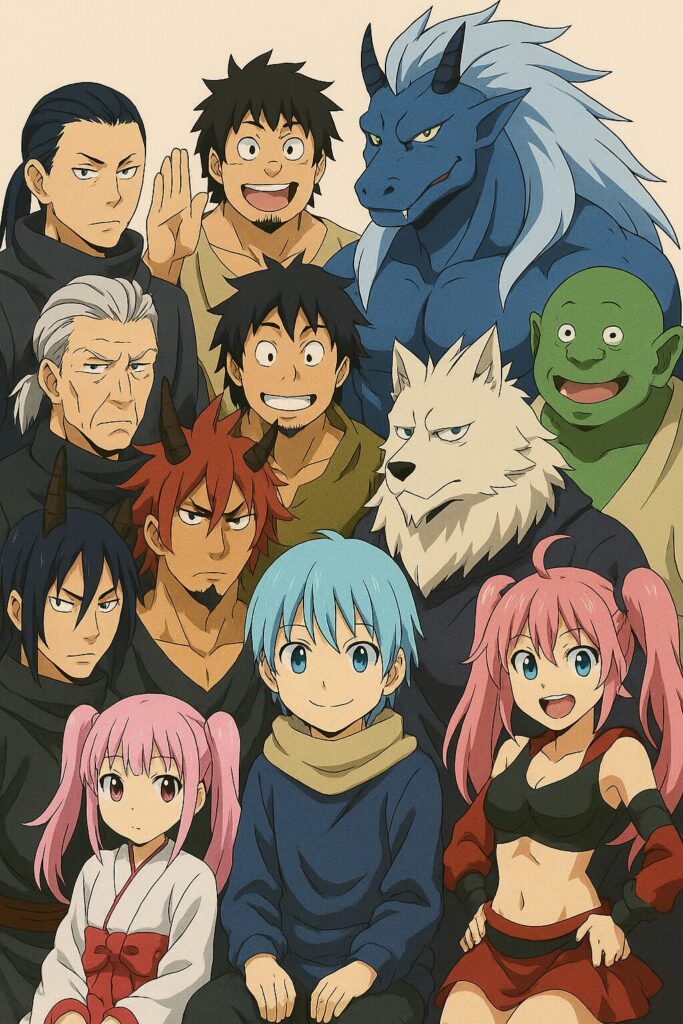 偽物の転生したらスライムだった件のキャラクターの集合写真
