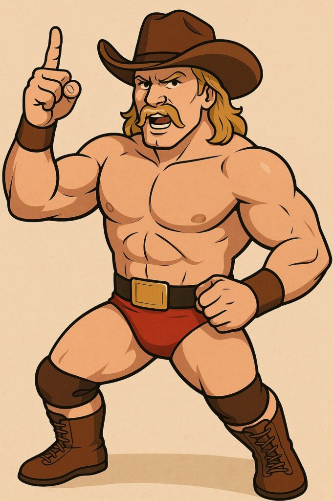 スタン・ハンセンをイメージしたテンガロンハットをかぶった白人プロレスラーの画像