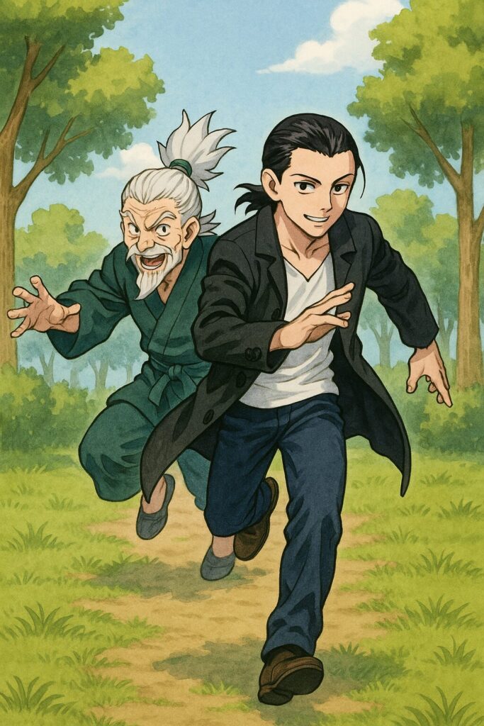 偽物のクロロとゼノが遊んでいる画像