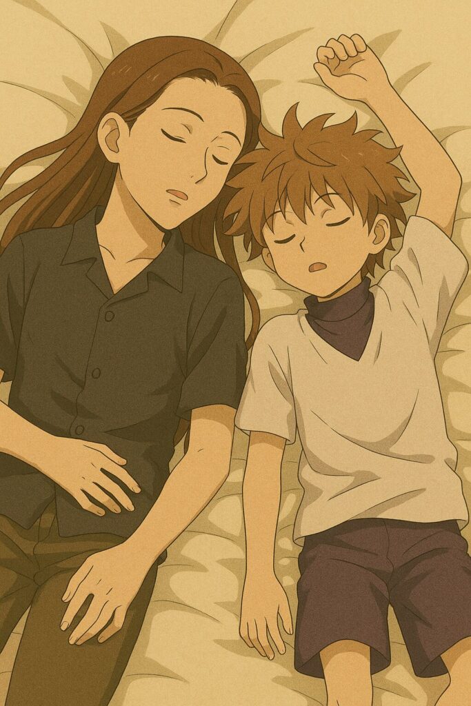 偽物のイルミとキルアが寝ている画像