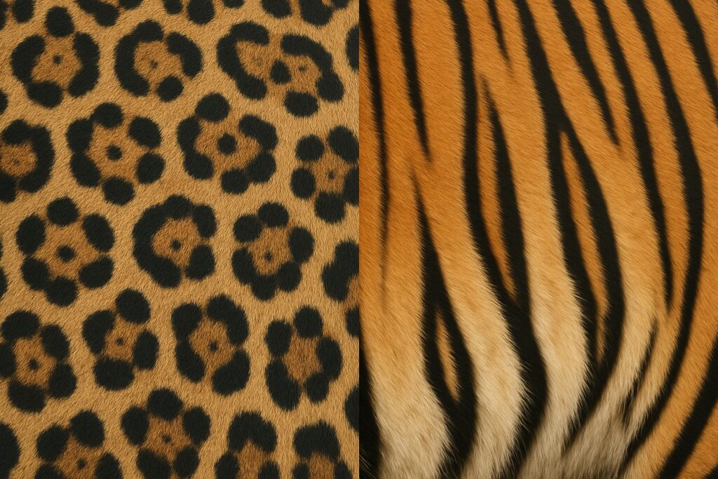 ジャガーの柄とトラの柄を比較した画像