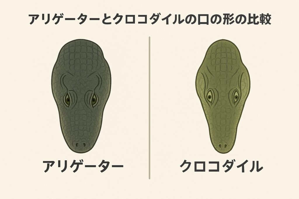 アリゲーターとクロコダイルの鼻先を比較した画像