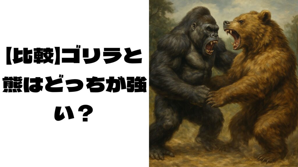 ゴリラと熊が戦っている画像
