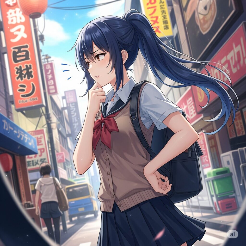日常生活で選択に迷う女子高生のイメージ
