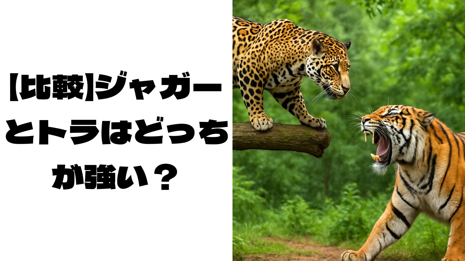ジャガーとトラが戦う画像