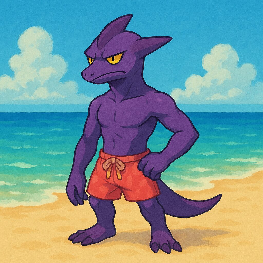 ストリンダーローが海で紫色に日焼けしている画像