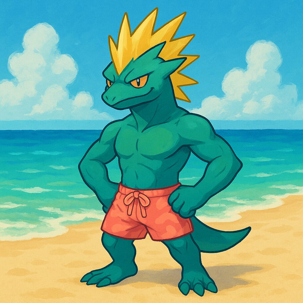 ストリンダーハイが海で緑色に日焼けしている画像