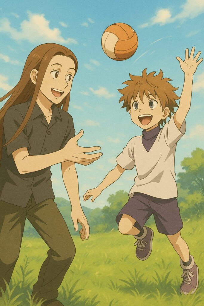 偽物のイルミとキルアが遊んでいる画像