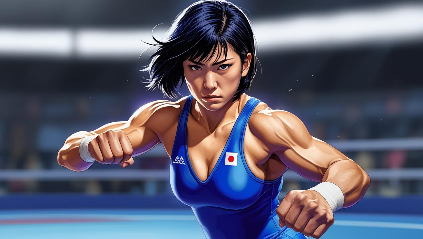 伊調馨風の試合中の女性選手