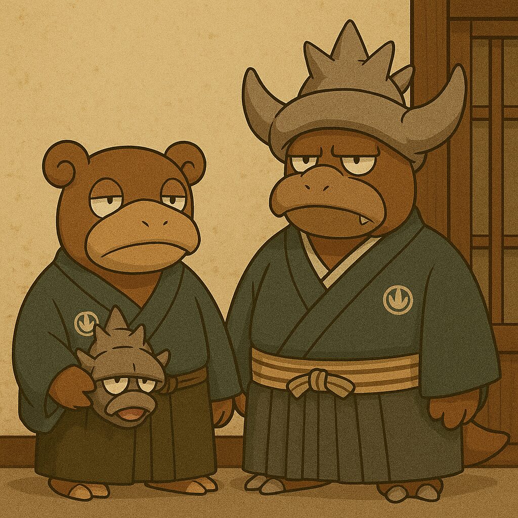 ガラルヤドランとガラルヤドキングびが和装したイメージ画像