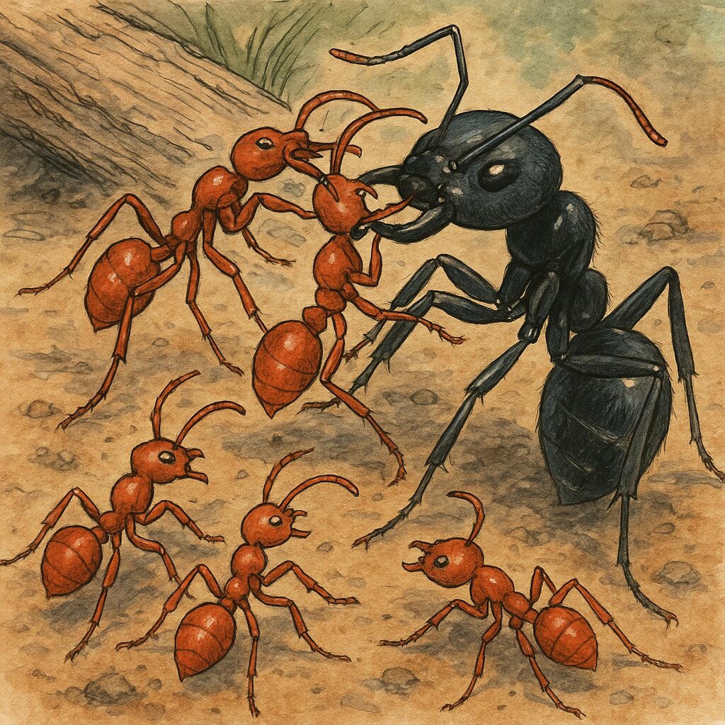 ヒアリと戦う日本アリの画像