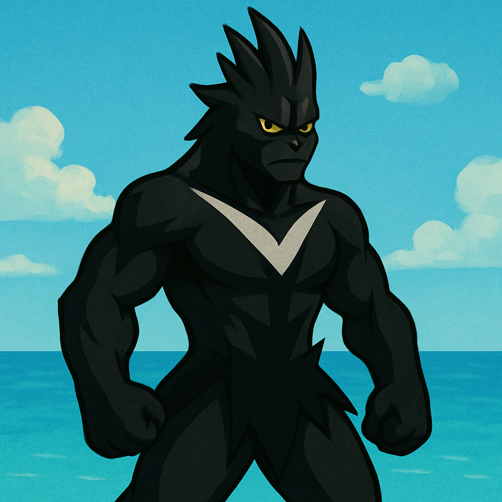偽物の黒いウーラオスが海にいる画像