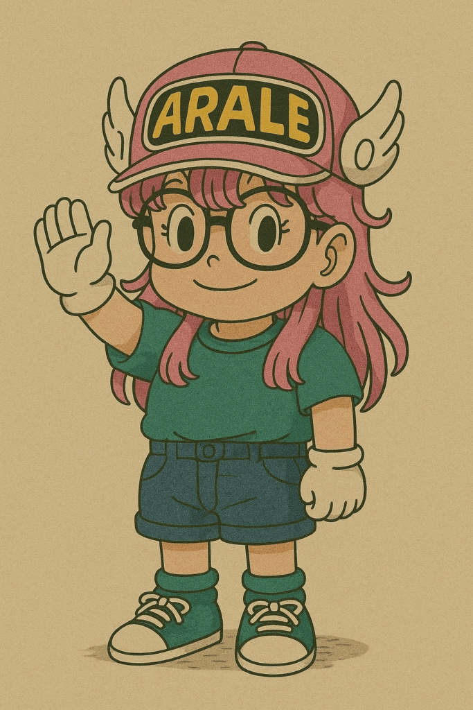 偽物のアラレちゃんが立っている画像
