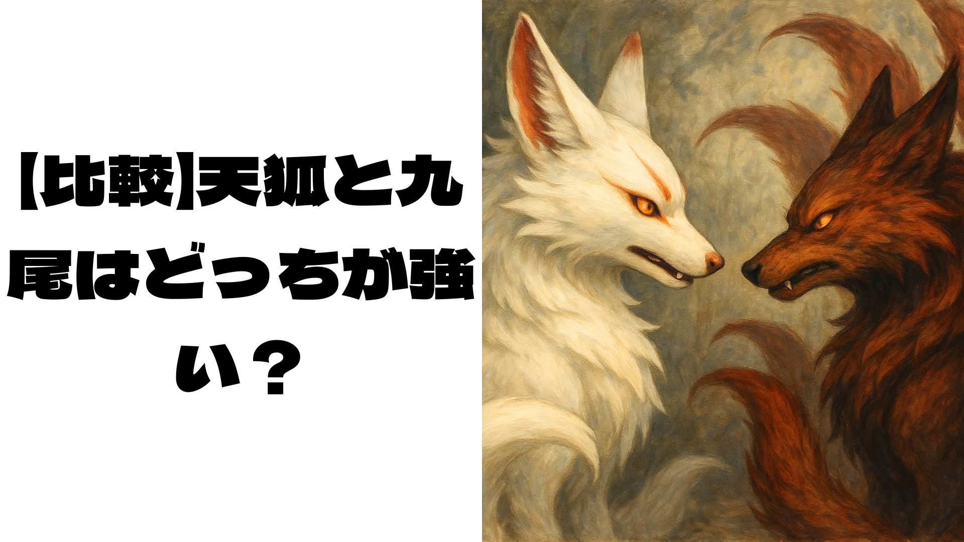 天狐と九尾が向かい合っている画像