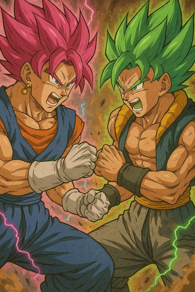 偽物のベジットとゴジータが戦っている画像
