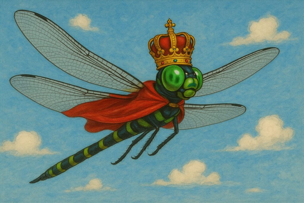 空を飛ぶオニヤンマの画像