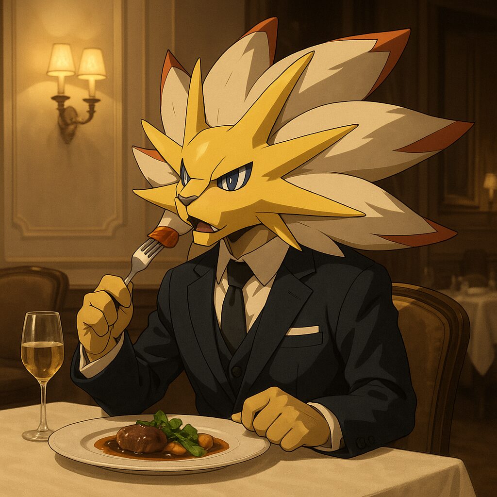 偽物のソルガレオがフレンチを食べている画像