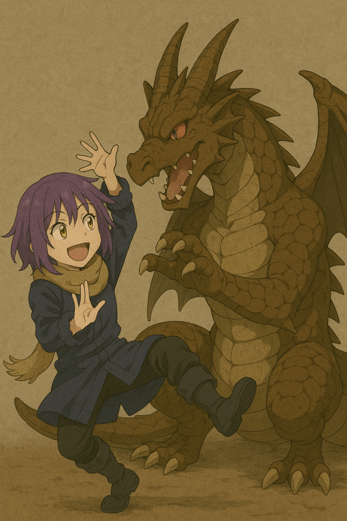 偽物のリムルとヴェルドラが遊んでいる画像