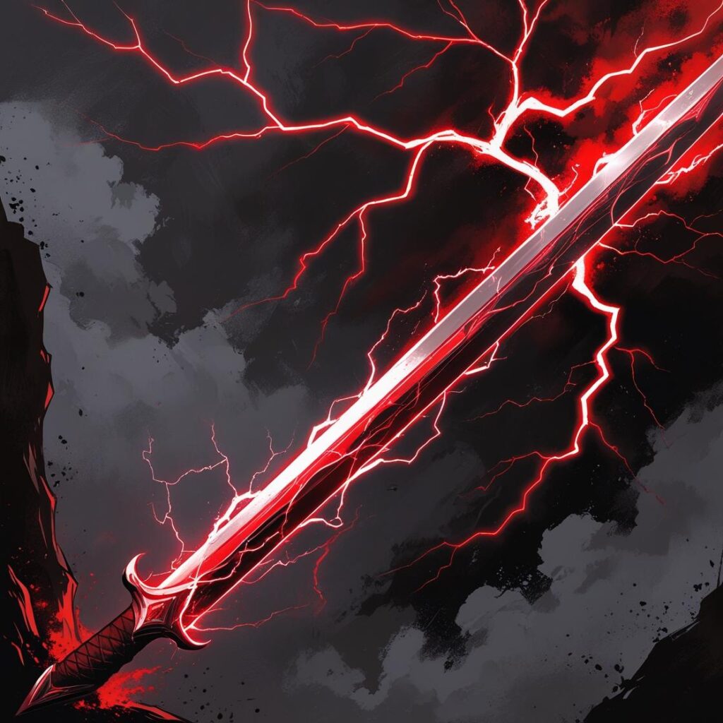 グリフォンで神避をして赤い稲妻が走っているイラスト