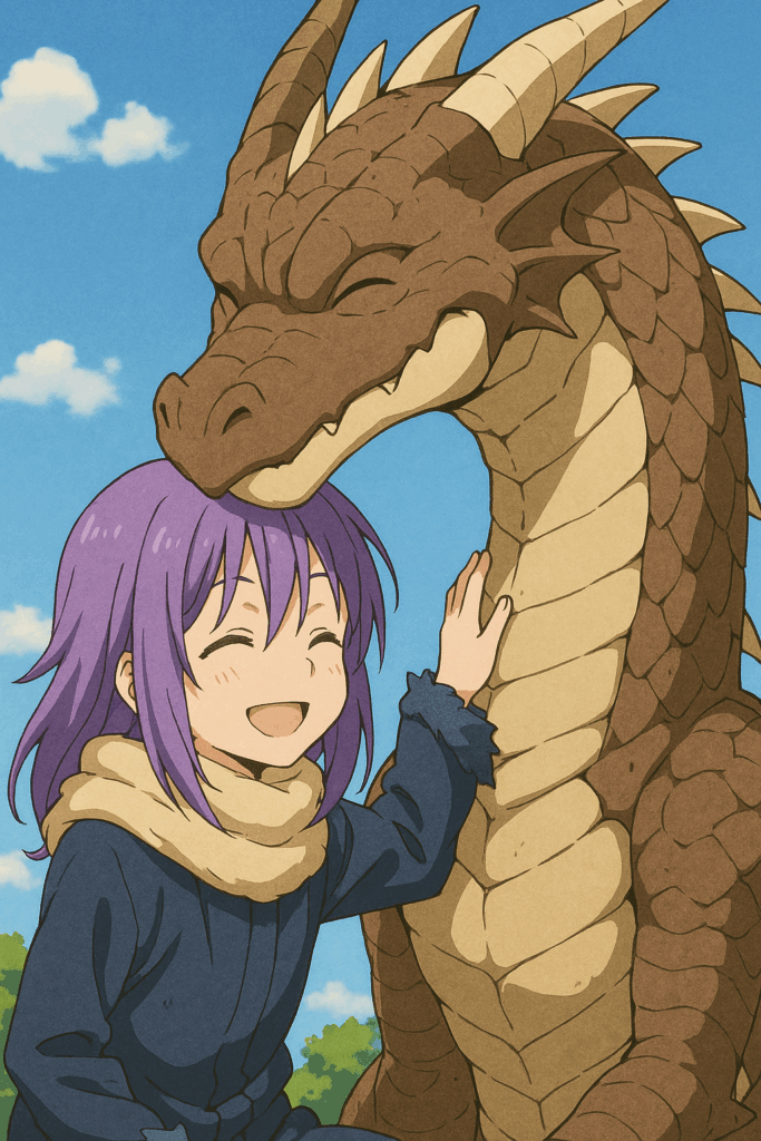 偽物のリムルとヴェルドラが仲良くしている画像