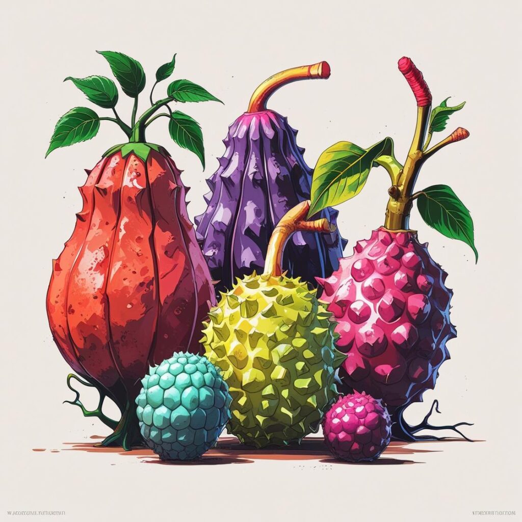 ソルソルの実、グラグラの実、ウオウオの実、バラバラの実、ヤミヤミの実、ヒトヒトの実のイメージ画像