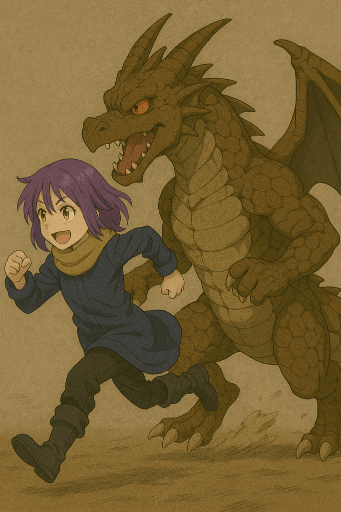 偽物のリムルとヴェルドラが走っている画像