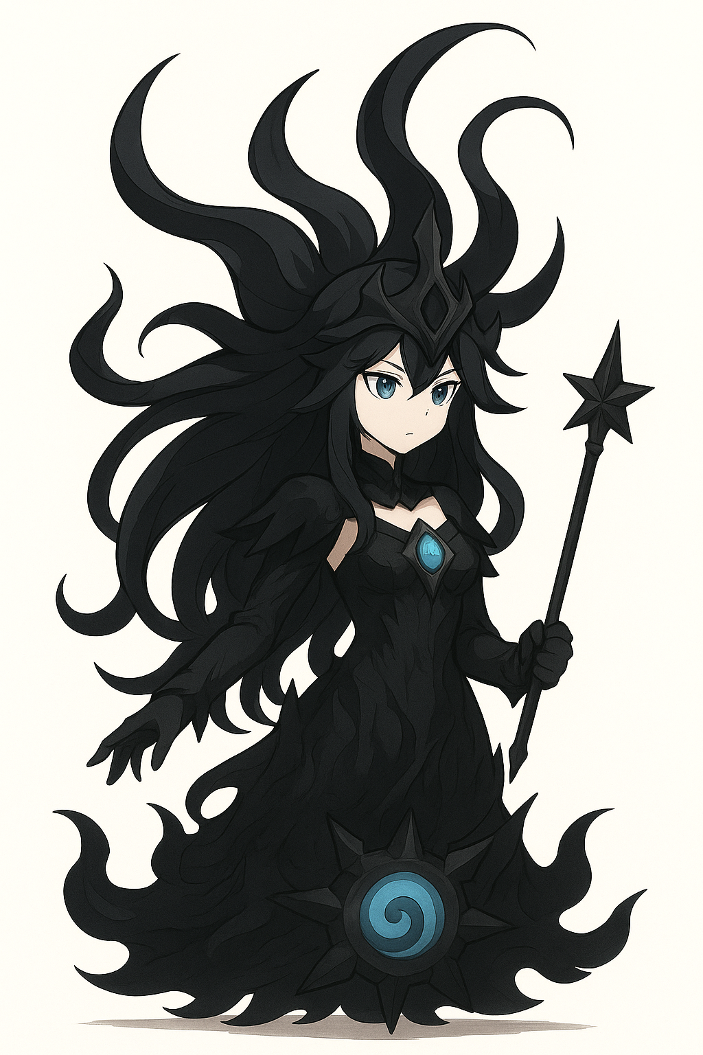 右を向いたイザナミ風キャラクターのイラスト