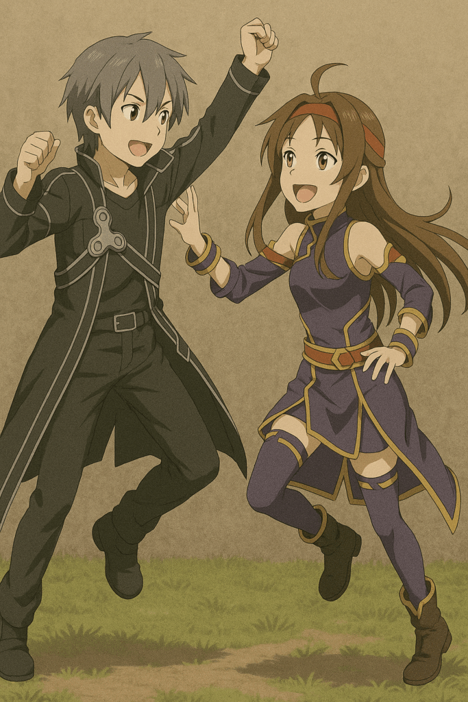 偽物のキリトとユウキが遊んでいる画像