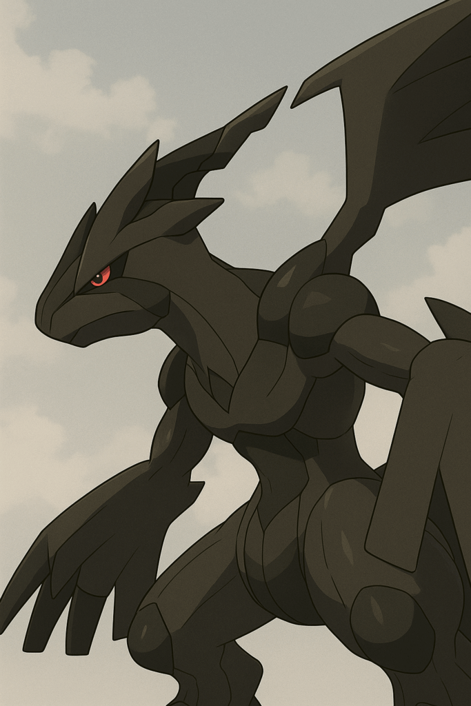 左を向いたゼクロム風モンスターのイラスト