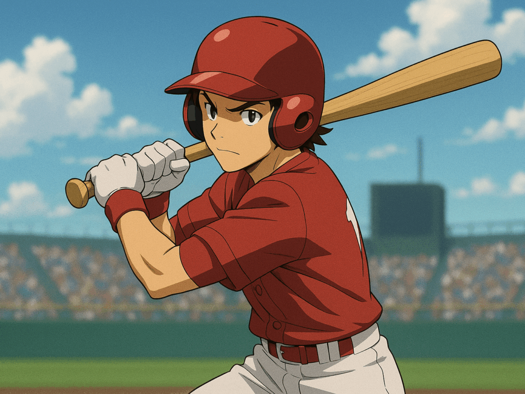ア・リーグ所属チームの打者がバッターボックスに立っているイメージイラスト