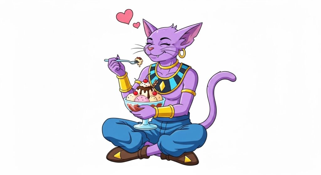 ビルスが好物のプリンを食べているイメージ画像