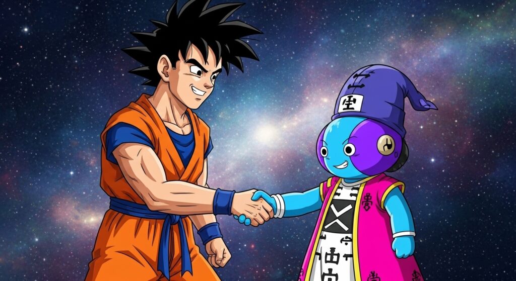 全王と悟空が仲良くしているイメージ画像