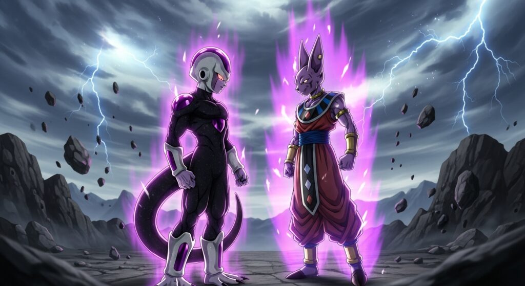 ブラックフリーザとビルスが互いににらみ合っているイメージ画像