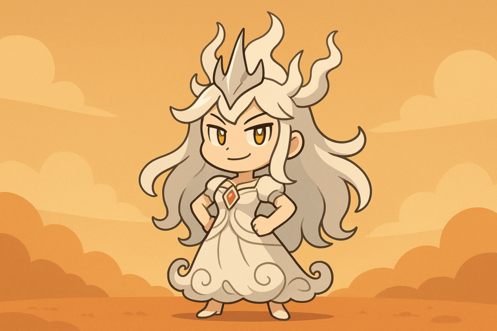 どや顔で仁王立ちのイザナギ風キャラクター