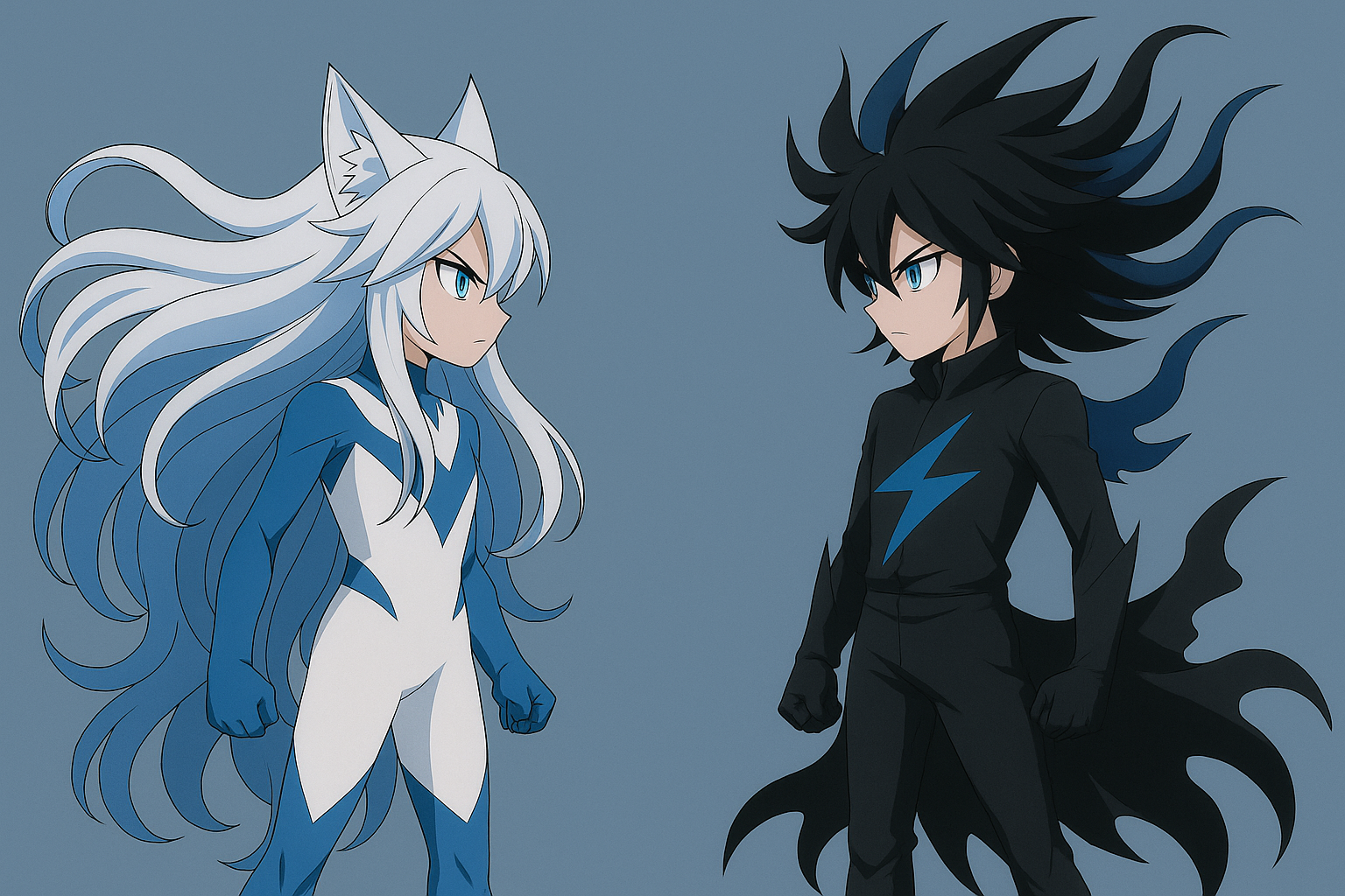 対峙する白フォノウと黒フォノウ風キャラクター