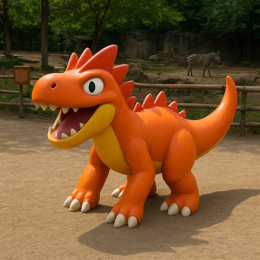 偽物のオレンジ色のガチゴラスが動物園にいる風の画像
