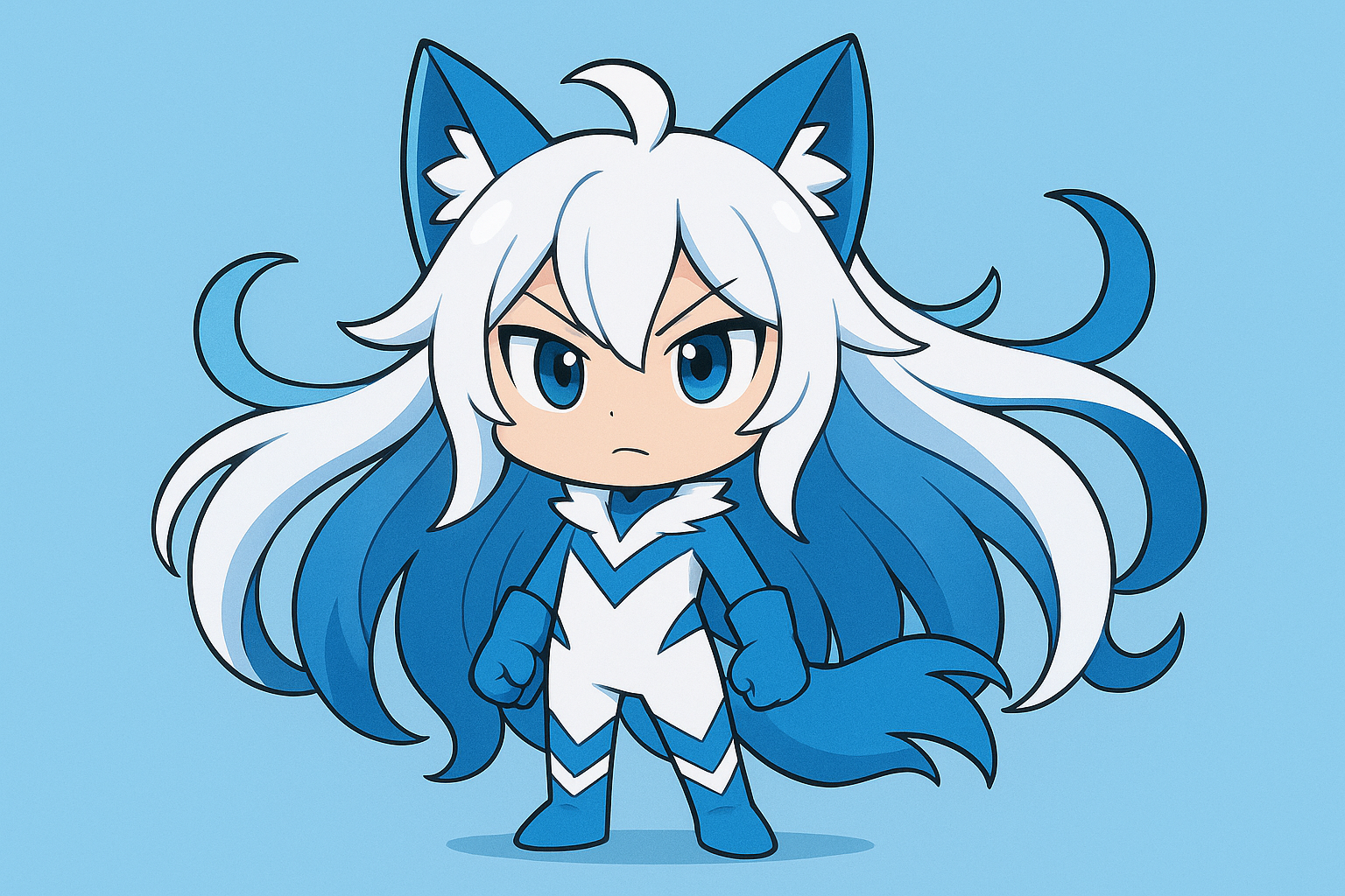 白フォノウ風デフォルメキャラクターのイラスト