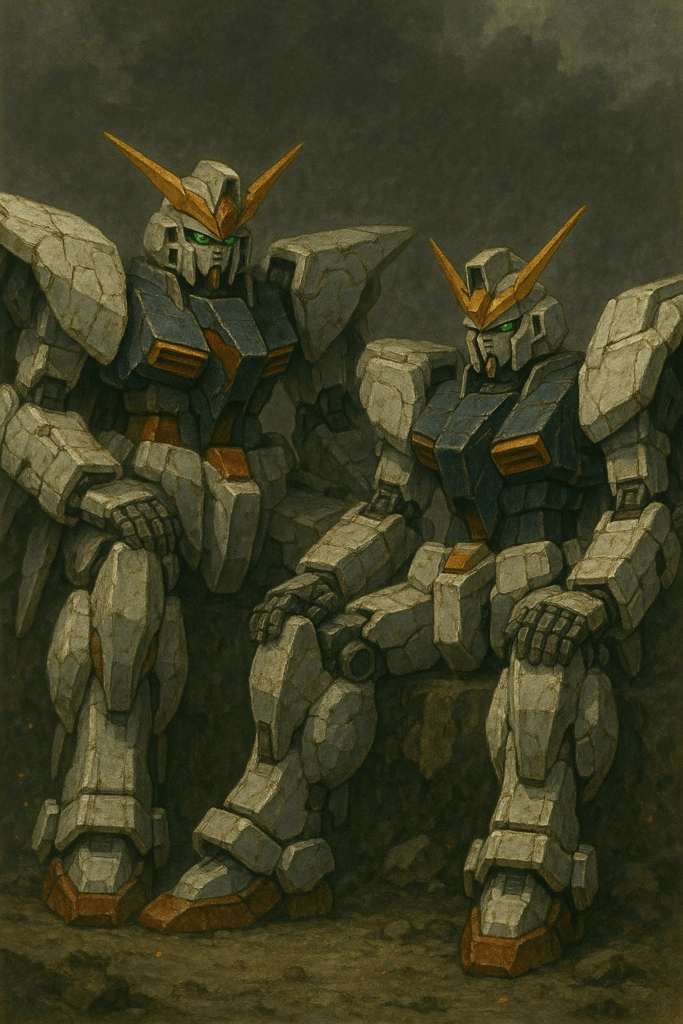 クスィーガンダムとペーネロペーが座っている画像