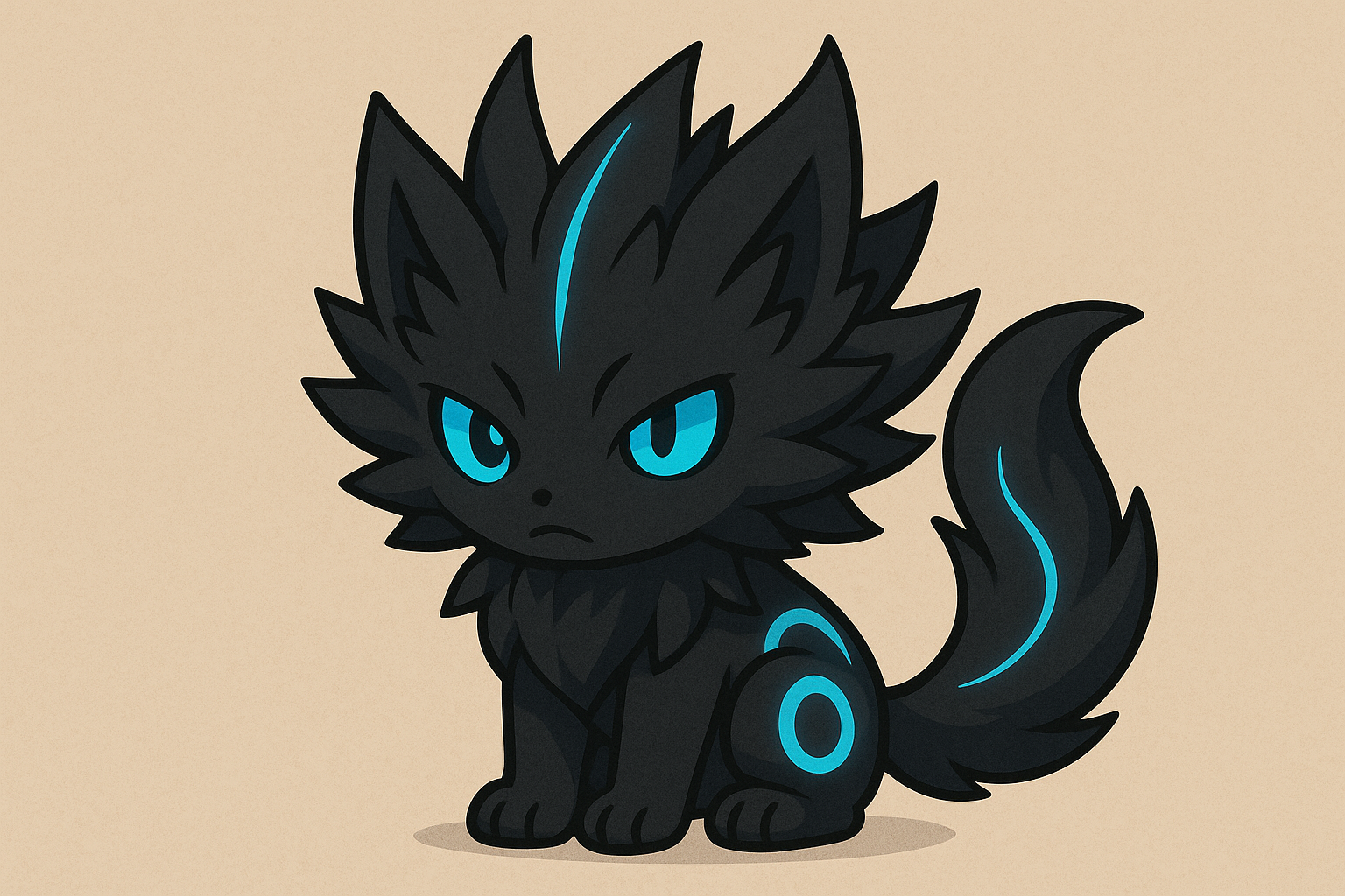 おすわりしている黒ガオウ風キャラクター