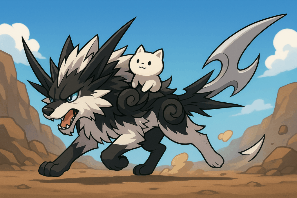 走っている白ガオウ風キャラクターのイラスト