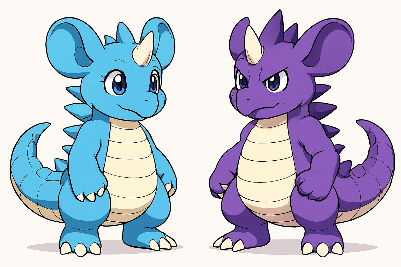 ニドキングとニドクイン風モンスターのイラスト