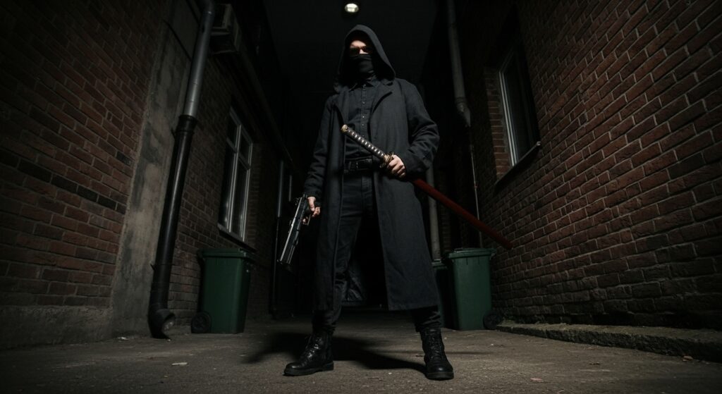 チャカとだんびら両方を持っている人のイメージ画像