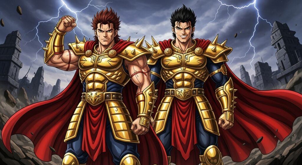 ラオウとサウザーが仲良く並んでいるイメージ画像