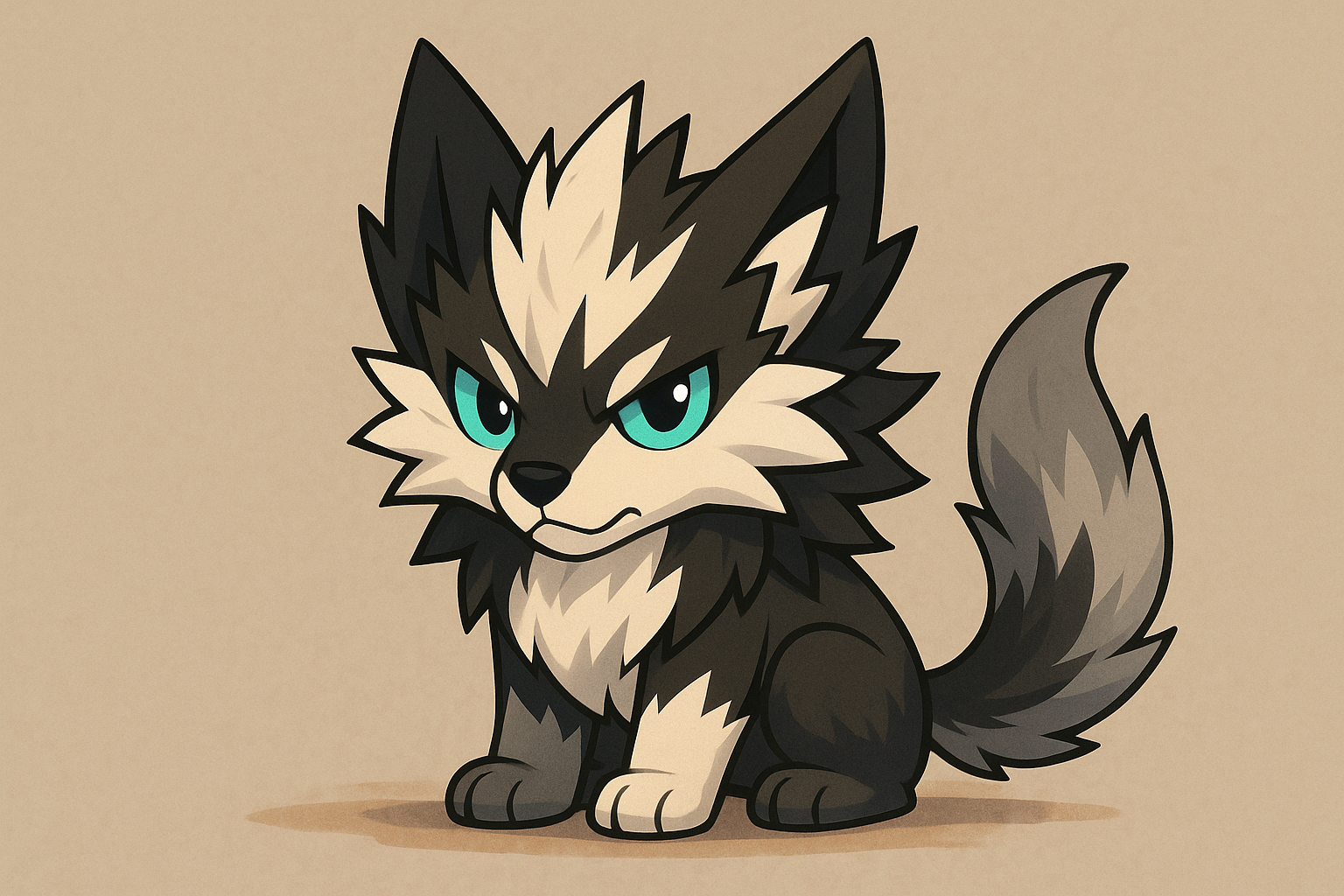 おすわりしている白ガオウ風キャラクター